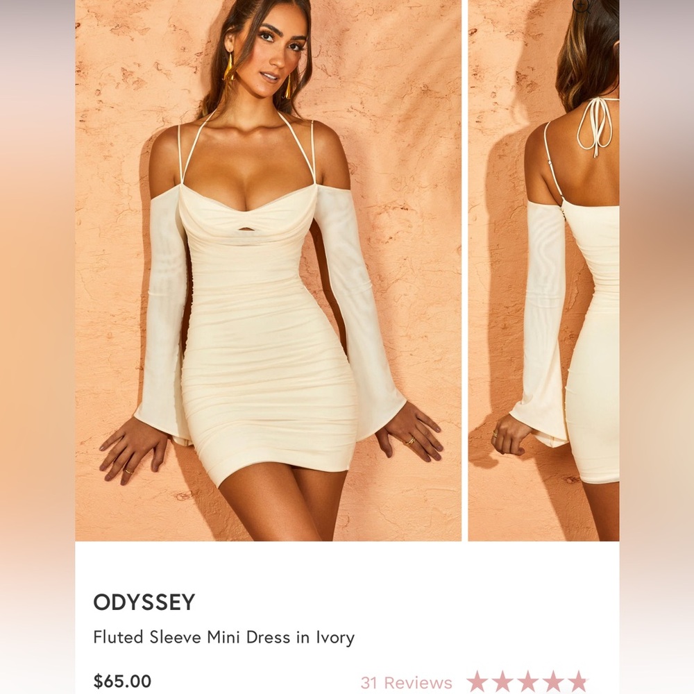 Tags on: Oh Polly Odyssey fluted sleeve mini dress